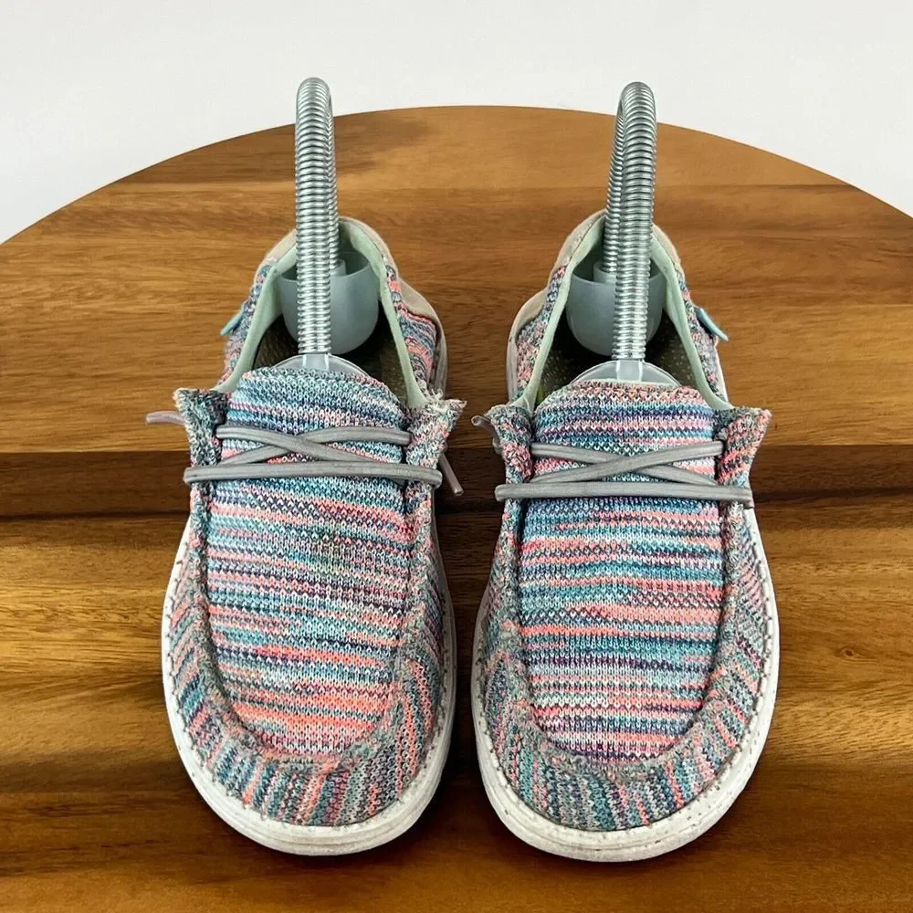 Kids Hey Dude Wendy Stretch Multicolor Casual Comfort Slip‎ On Loafers Size 1 Y